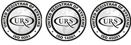Sellos de certificación URS para ISO 9001, ISO 14001 e ISO 45001